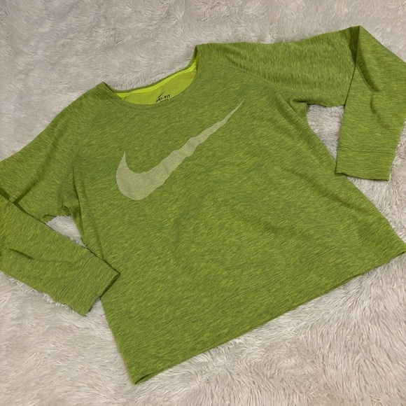 Nike Woman’s Epic GRX Obsessed Crew Neon Green Size Large EUC - Picture 2 of 12